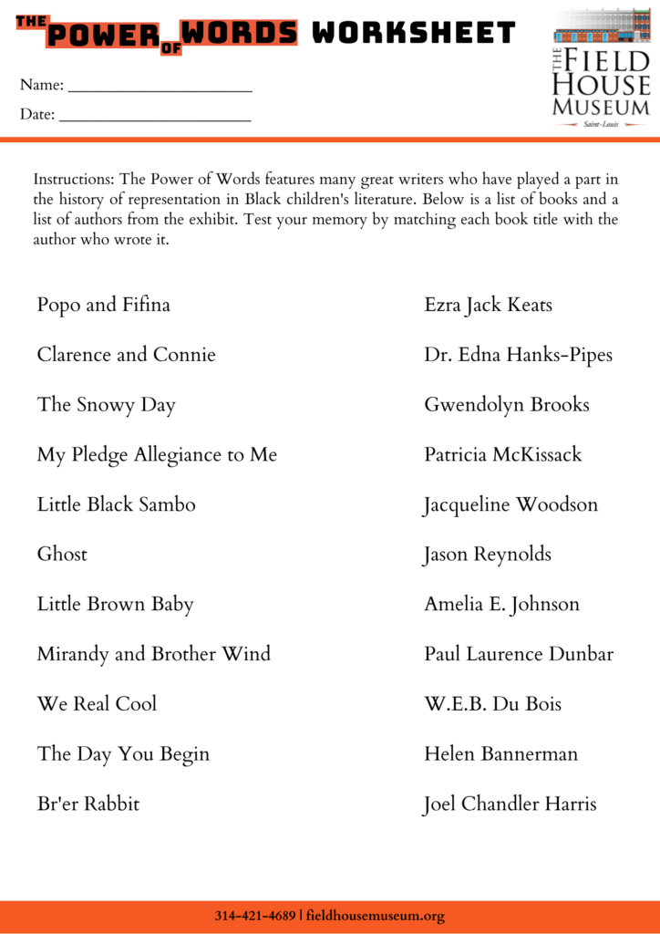 The Power of Words Resources | Field House Museum